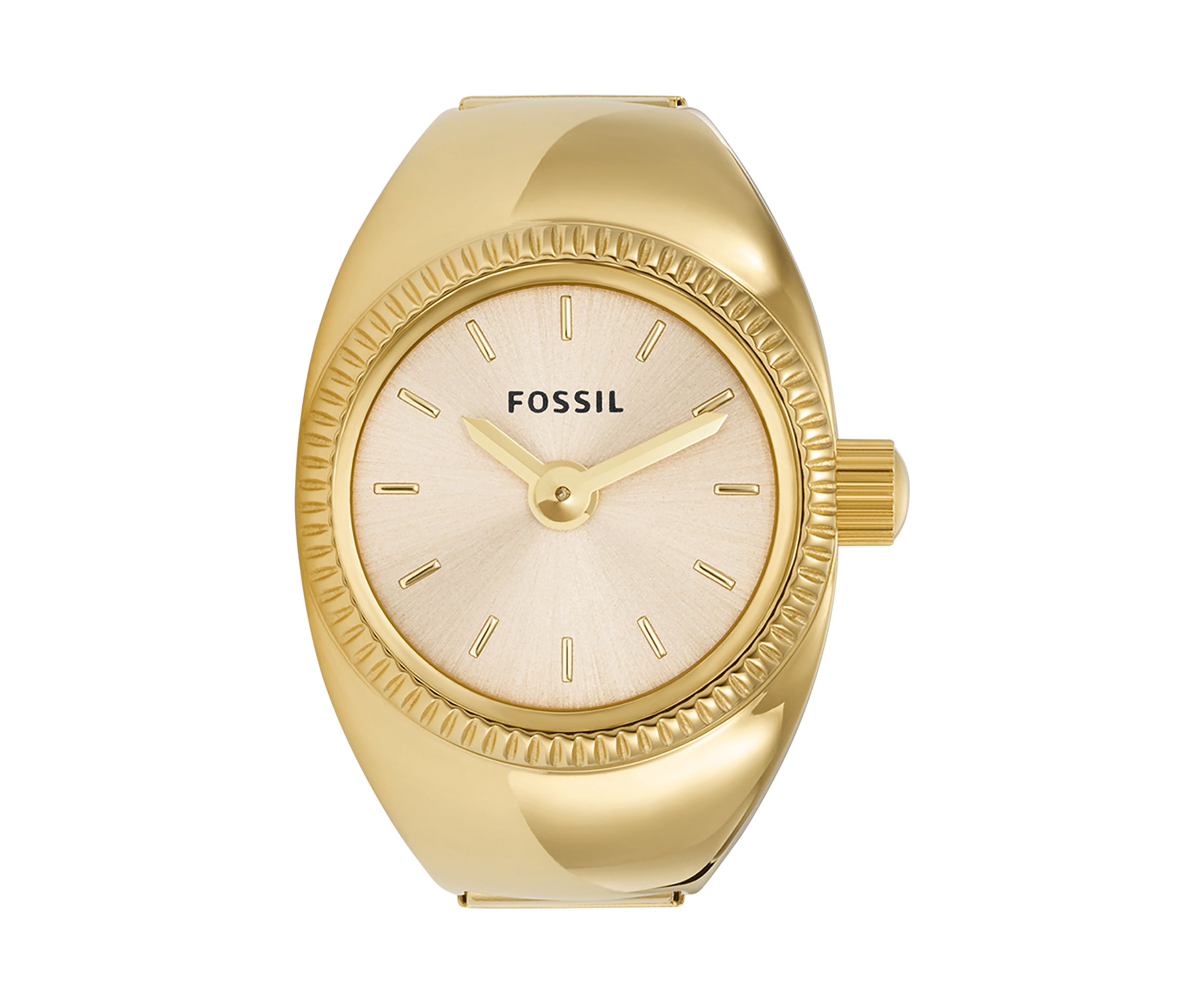 Gold Tone Stainless Steel Two Hand Watch Ring 