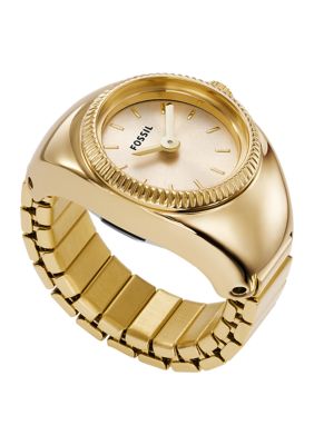 Gold Tone Stainless Steel Two Hand Watch Ring 
