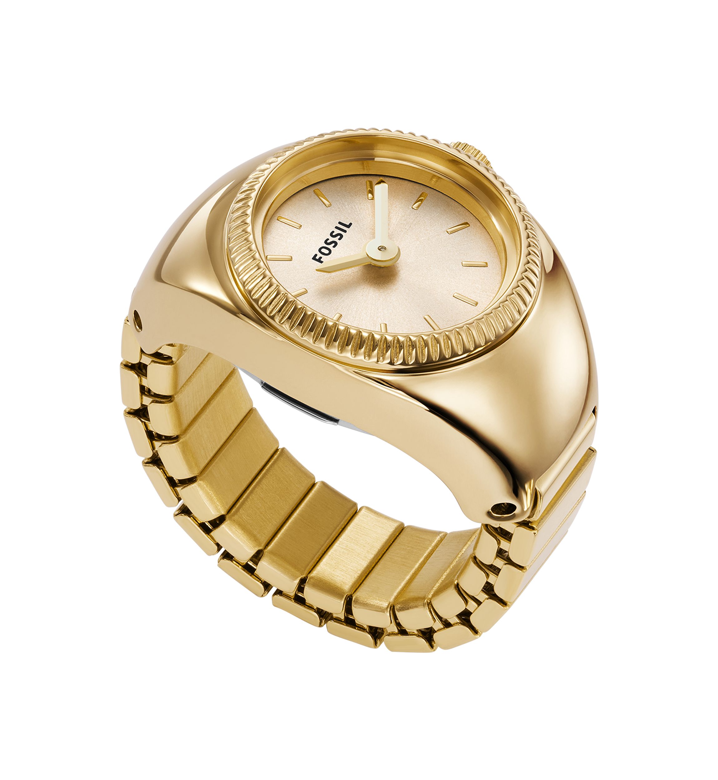 Gold Tone Stainless Steel Two Hand Watch Ring 