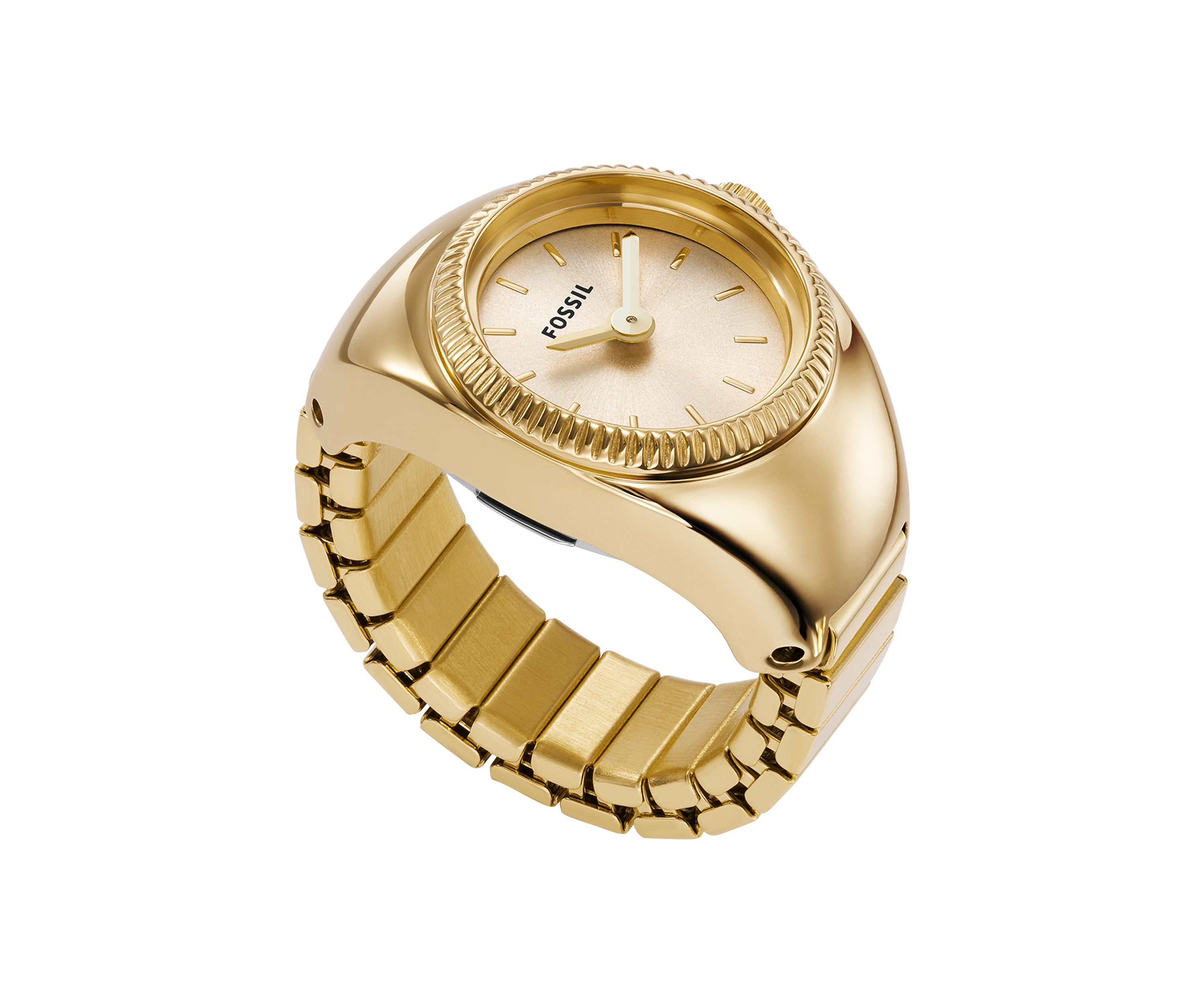 Gold Tone Stainless Steel Two Hand Watch Ring 