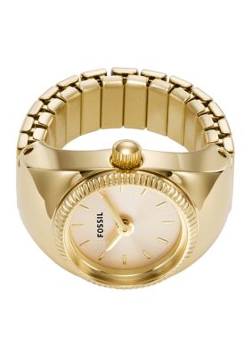 Gold Tone Stainless Steel Two Hand Watch Ring 
