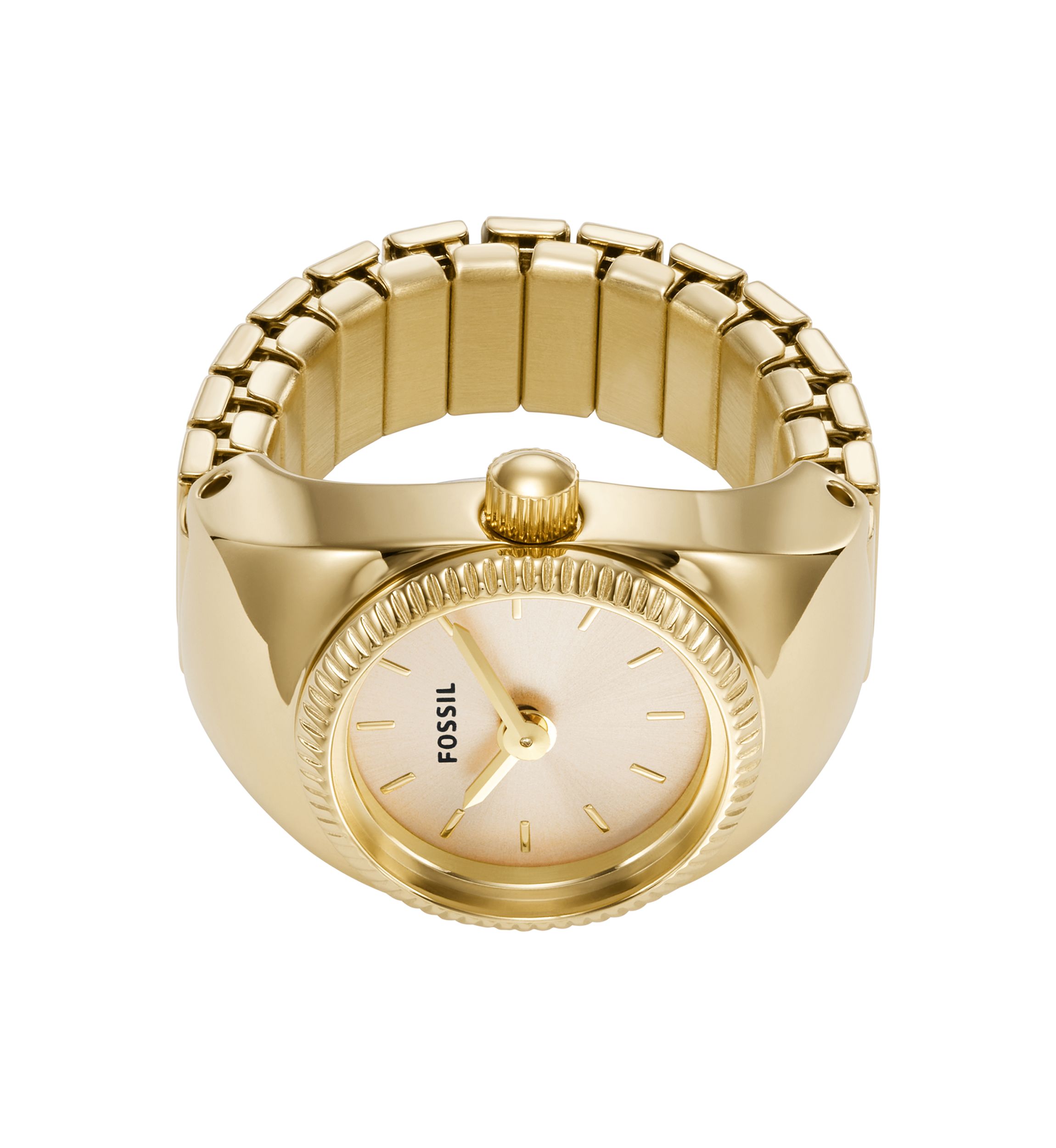 Gold Tone Stainless Steel Two Hand Watch Ring 