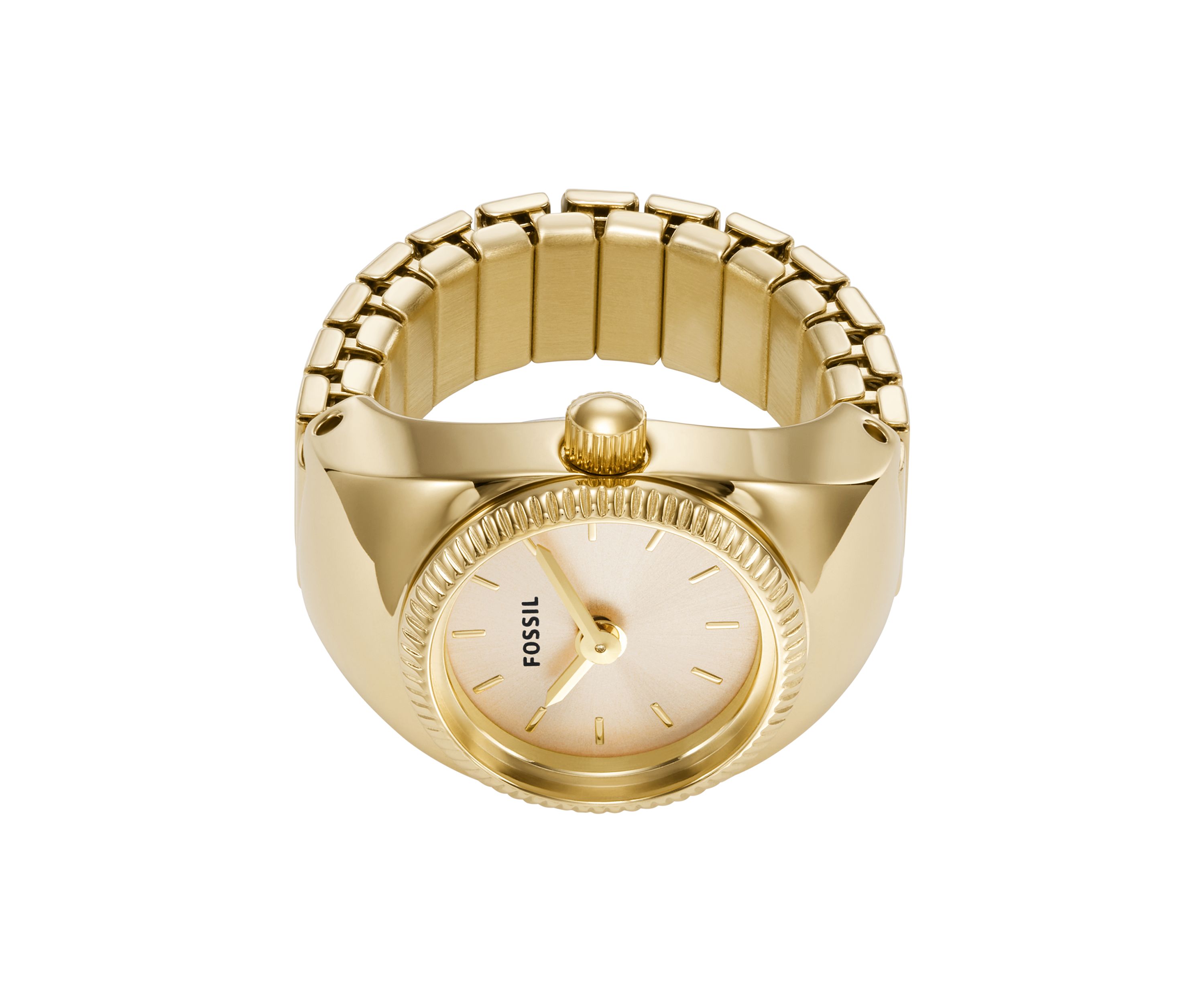 Gold Tone Stainless Steel Two Hand Watch Ring 