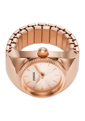 Watch Ring Two-Hand Rose Gold-Tone Stainless Steel