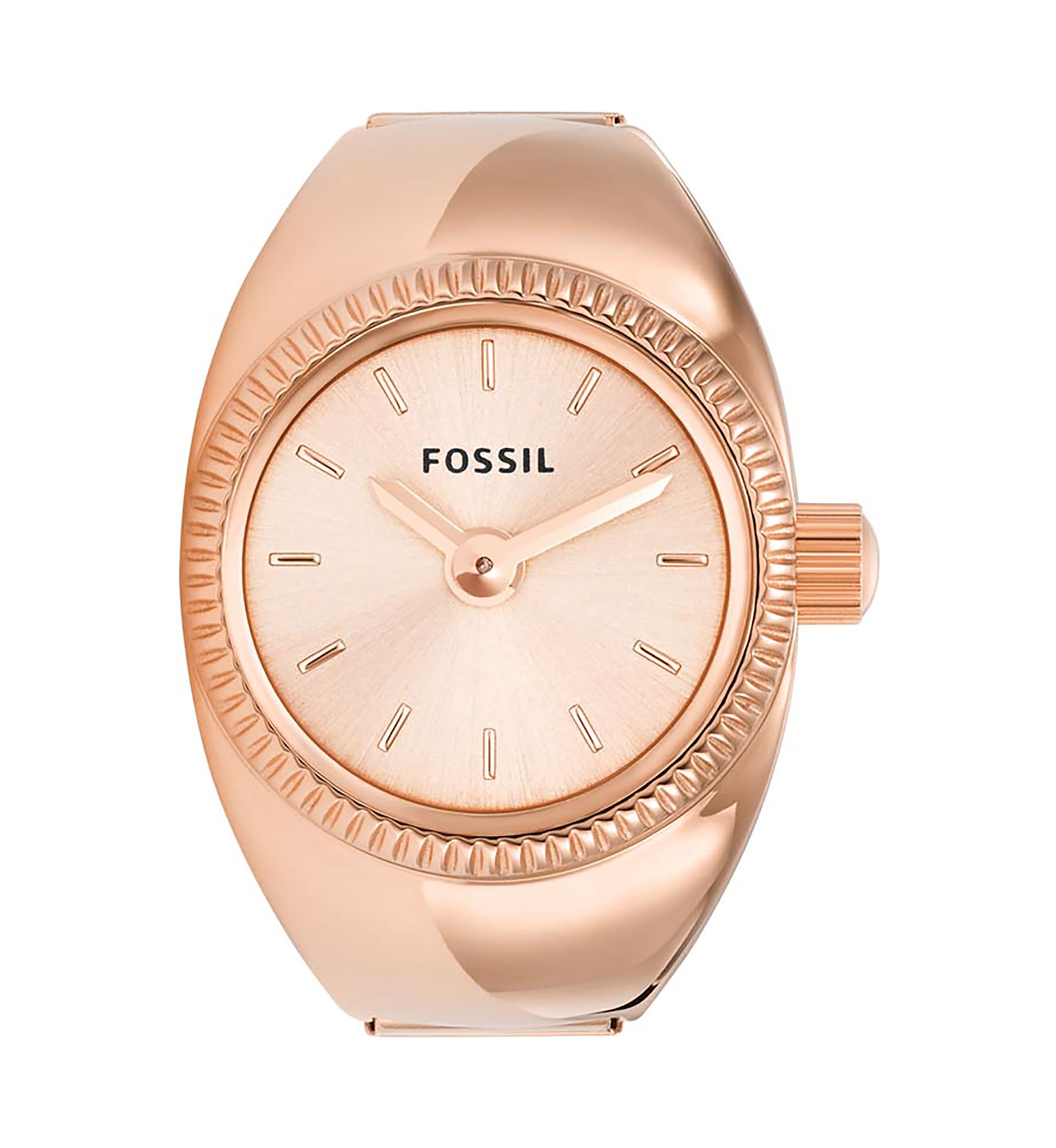Watch Ring Two-Hand Rose Gold-Tone Stainless Steel