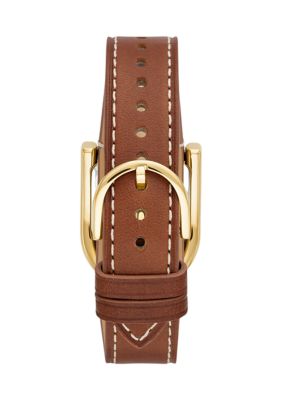 Three Hand Medium Brown Leather Watch
