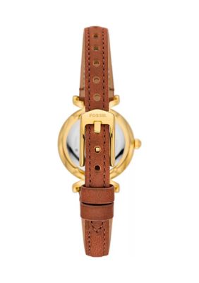 Carlie Three Hand Medium Brown Leather Watch