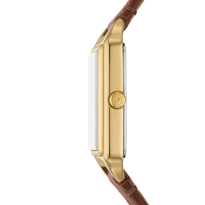 Raquel Three-Hand Date Medium Brown Leather Watch