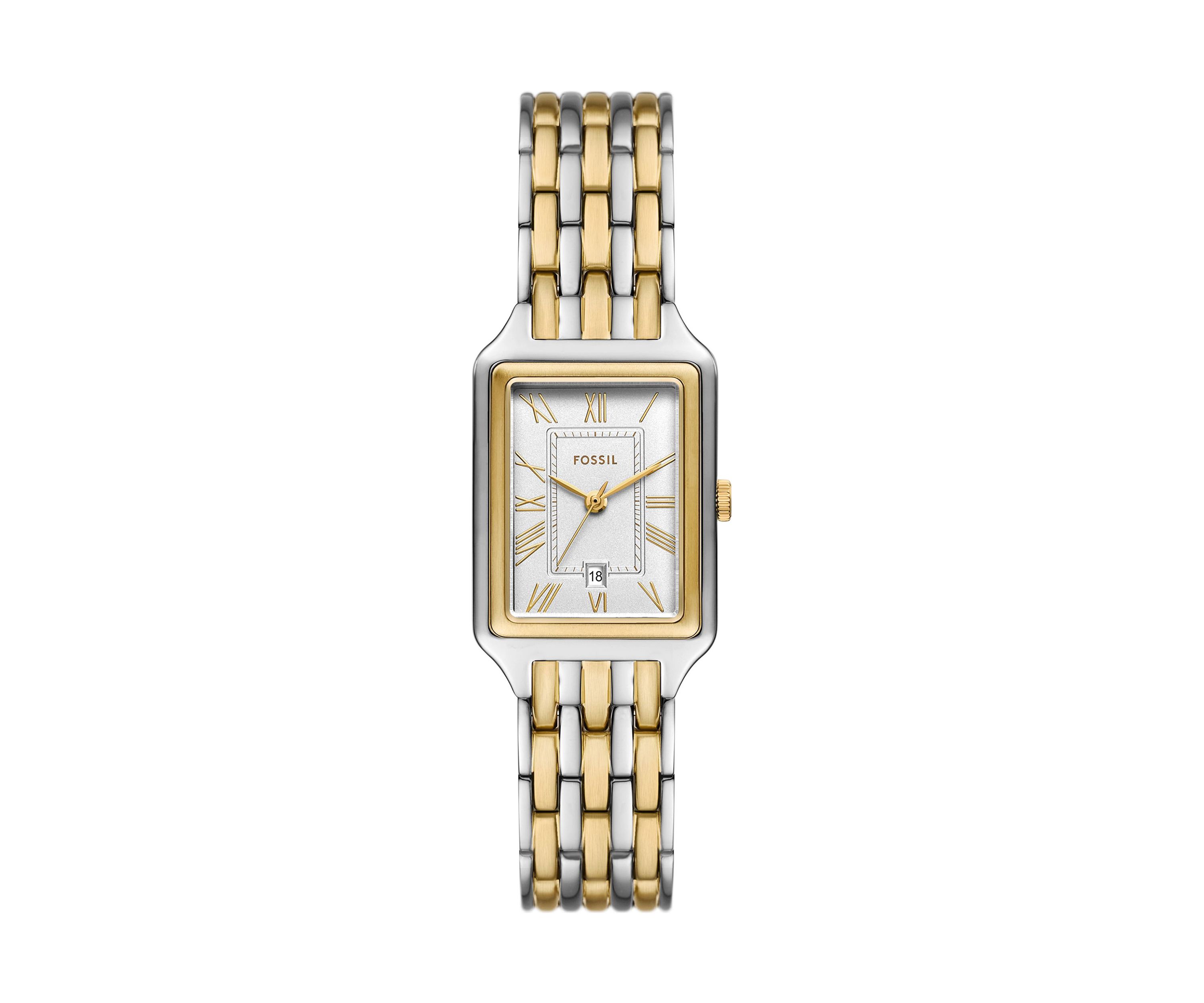 Two Tone Rectangle Face Watch
