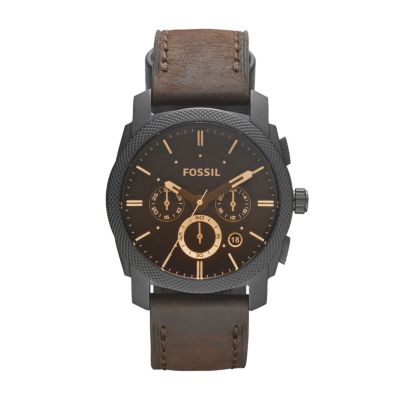 Fossil Men's Machine Mid-Size Chronograph Brown Leather Watch -  0691464760861