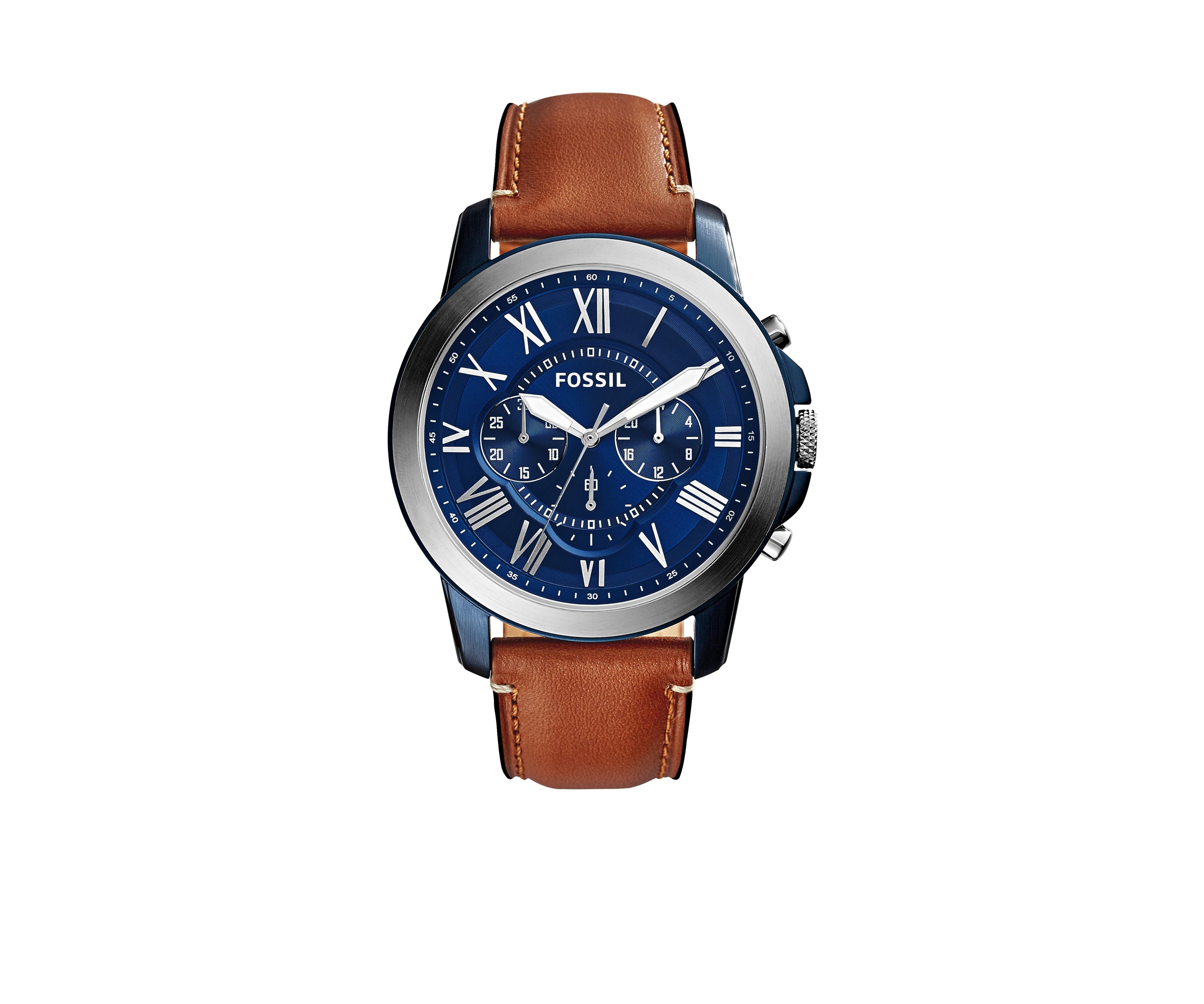 Mens Grant Brown Leather Chronograph Watch