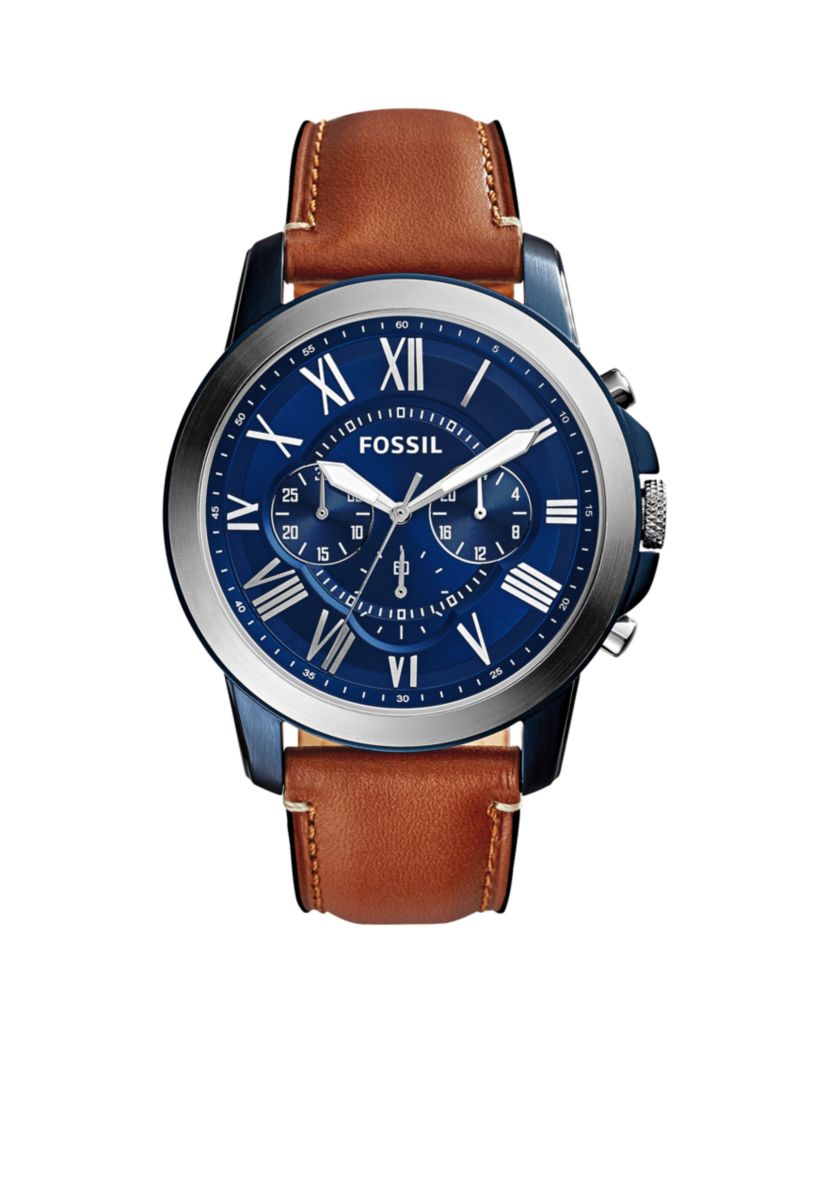 Mens Grant Brown Leather Chronograph Watch