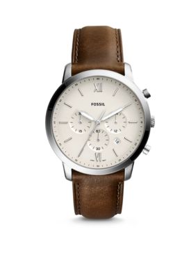 Fossil Stainless Steel Chronograph Brown Leather Watch