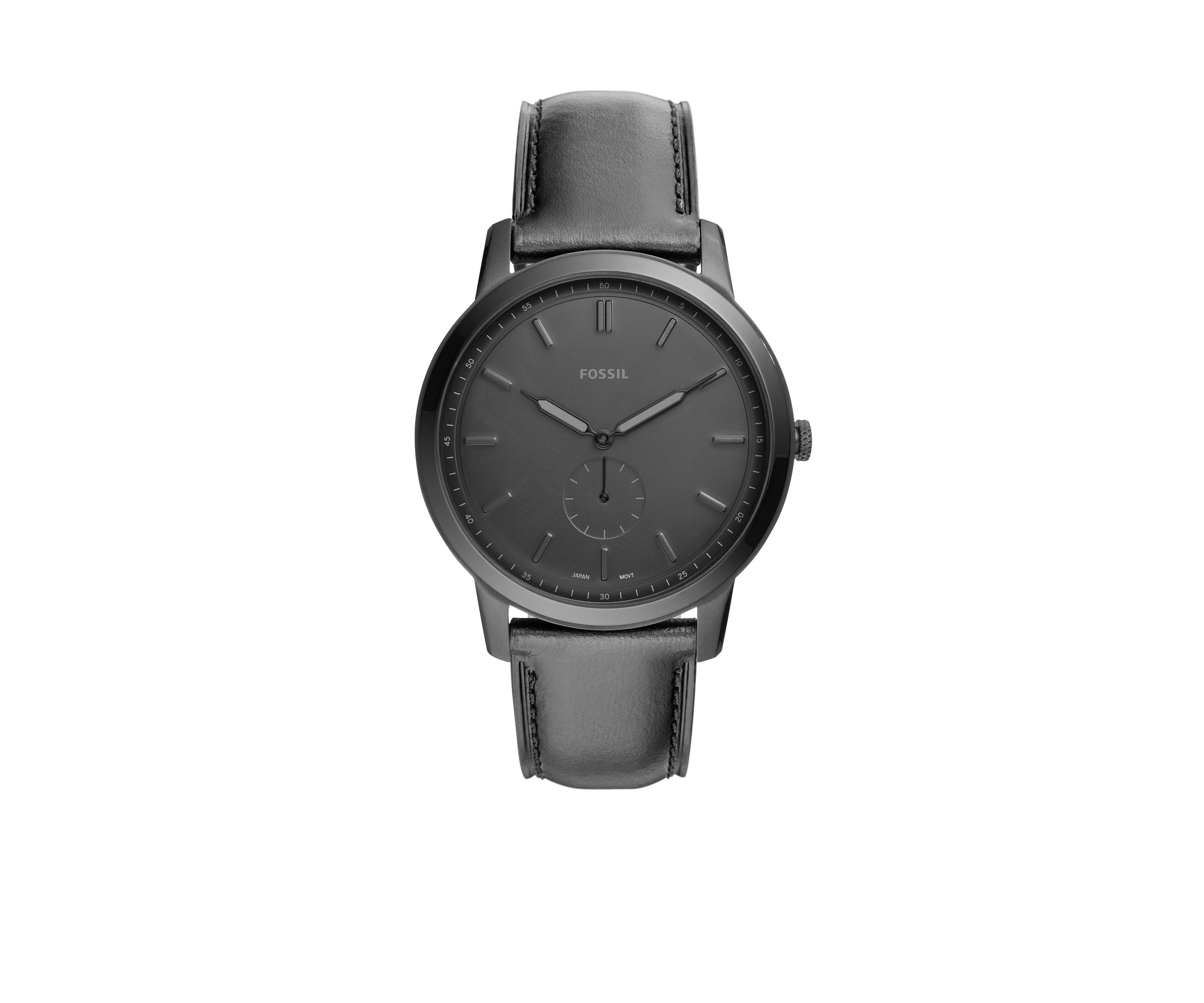 Stainless Steel The Minimalist Two-Hand Leather strap Watch