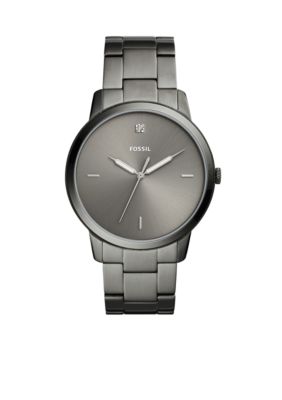 Fossil Men s Stainless Steel The Minimalist Carbon Series Three Hand Bracelet Watch belk