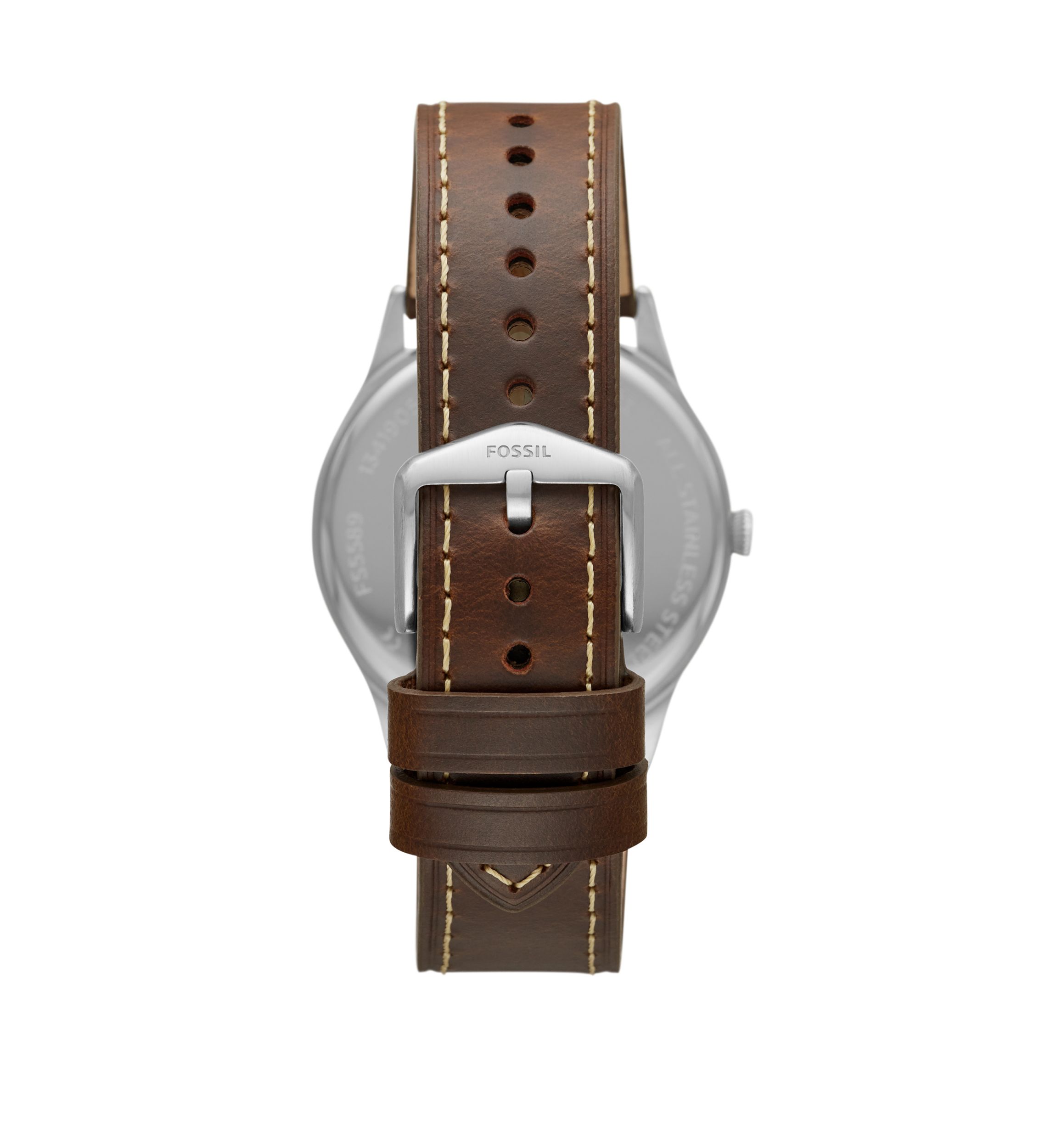 Mens Forrester Three-Hand Date Brown Leather Watch