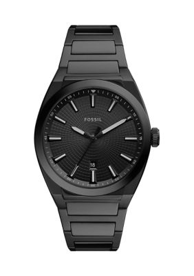 Fossil Men's Everett Three-Hand Date Black Stainless Steel Watch