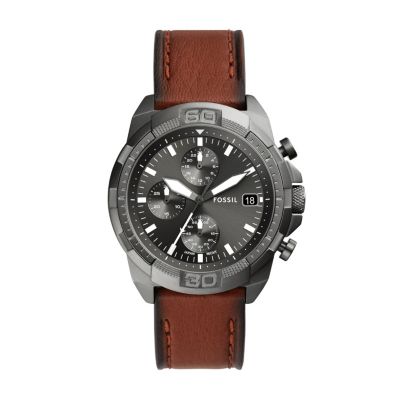 Fossil Men's Bronson Chronograph Brown LiteHideâ¢ Leather Watch -  5801117FS5855