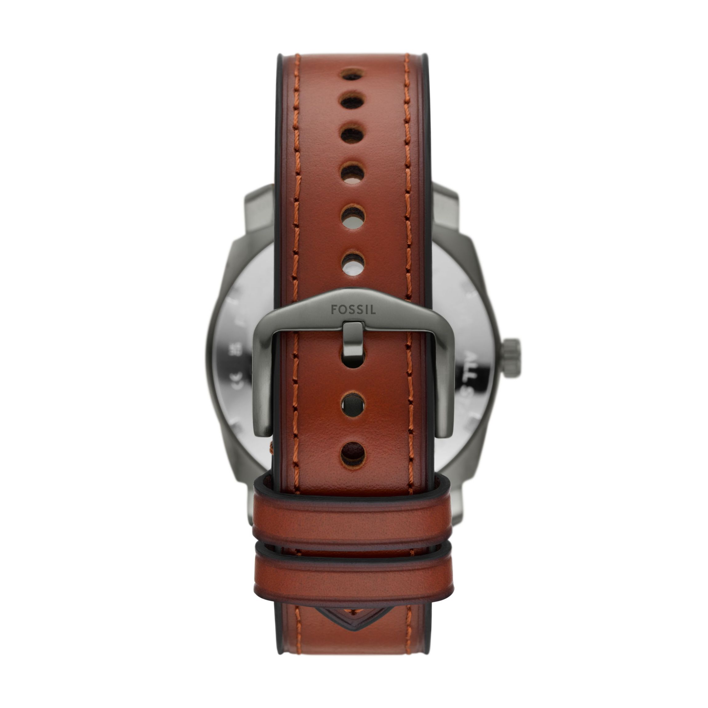 Machine Three-Hand Date Brown Leather Watch