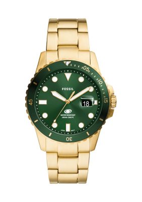 Round Gold Green Bracelet Watch 