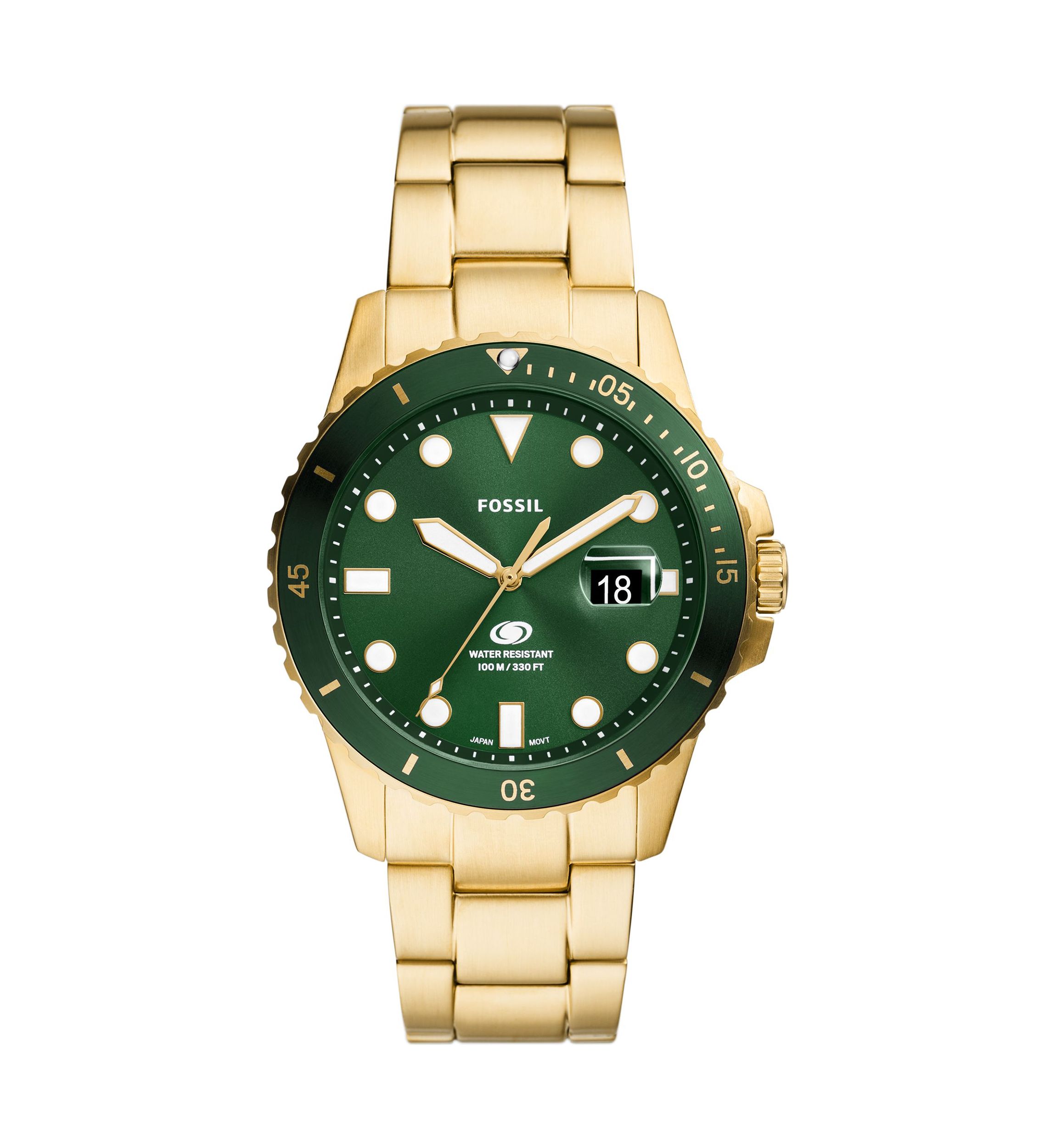 Round Gold Green Bracelet Watch 