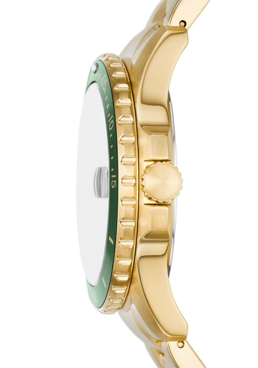 Round Gold Green Bracelet Watch 