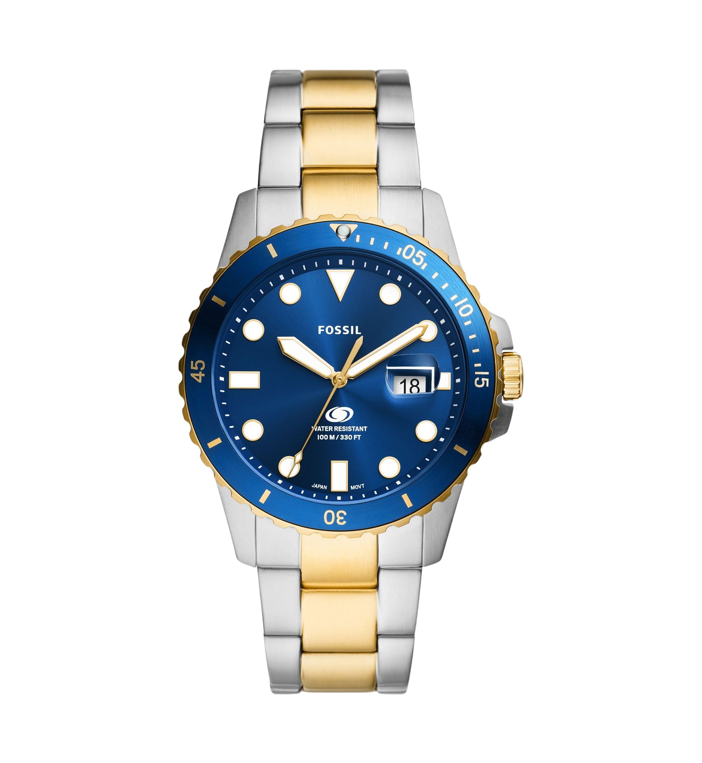 Two Tone Stainless Steel Blue Watch
