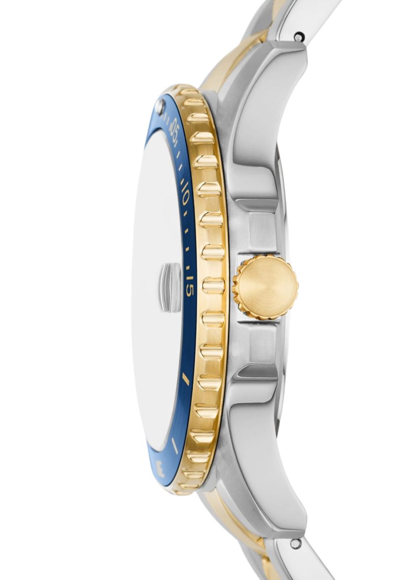Two Tone Stainless Steel Blue Watch