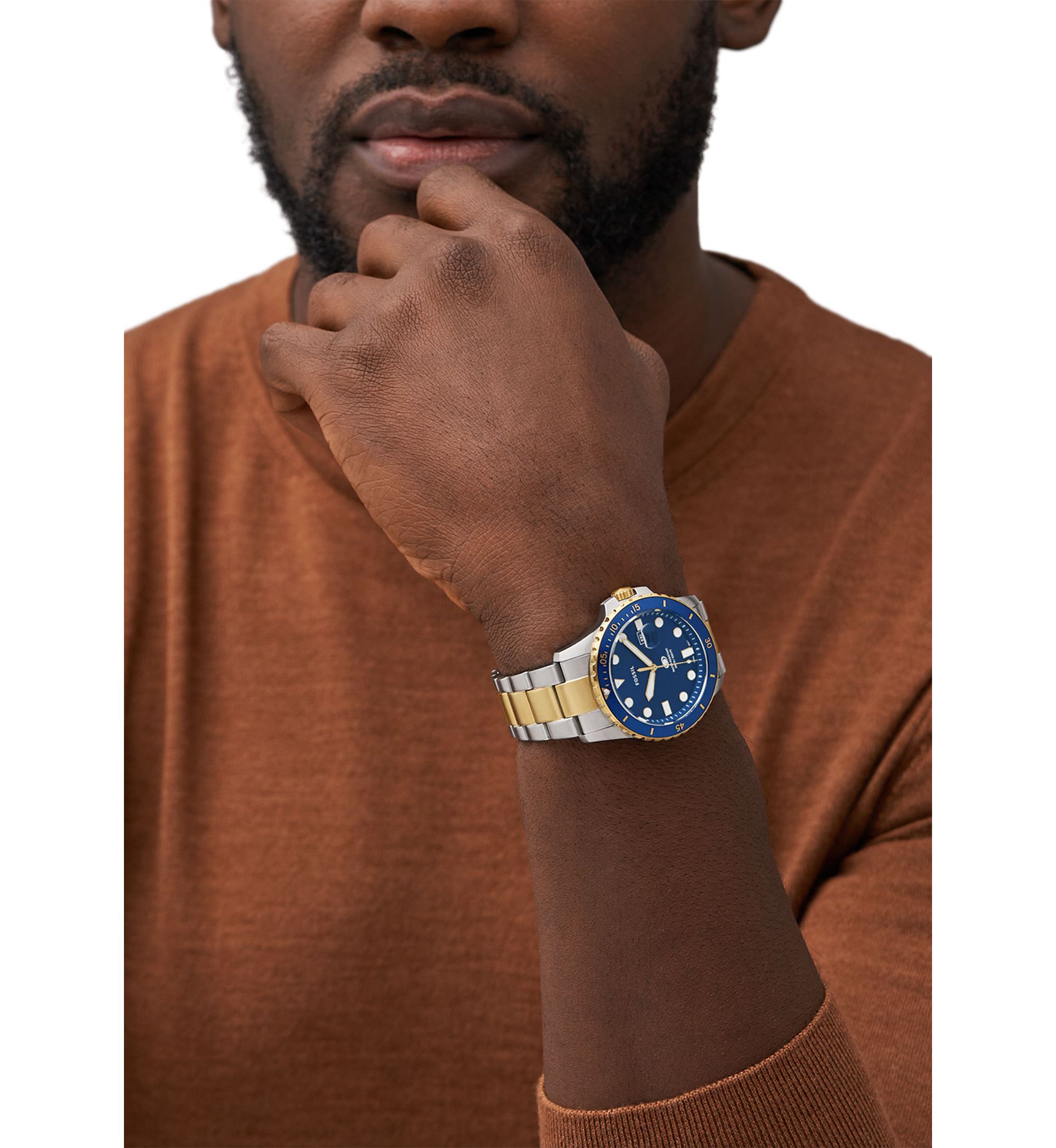 Two Tone Stainless Steel Blue Watch
