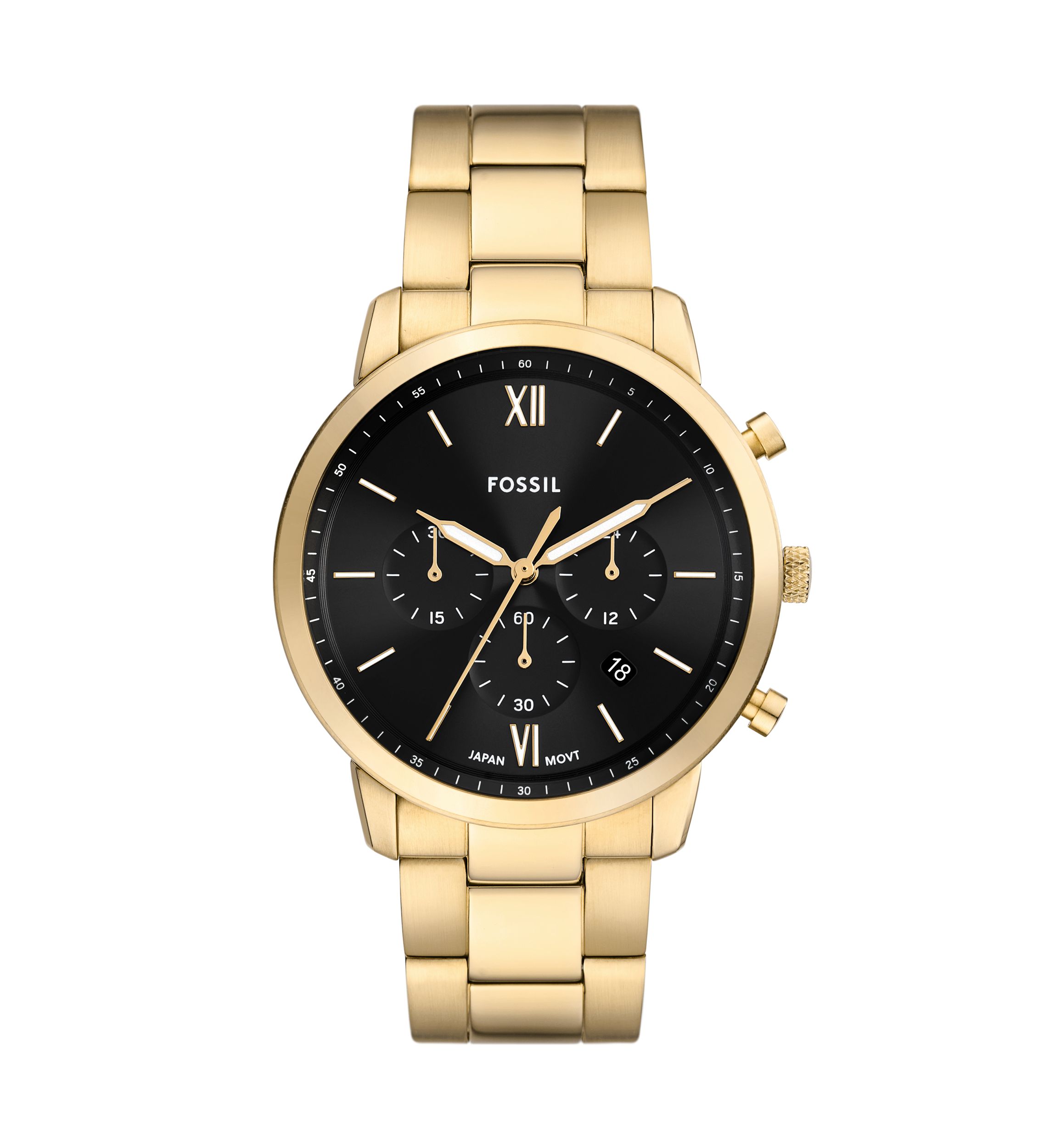 Gold Tone Black Face Watch