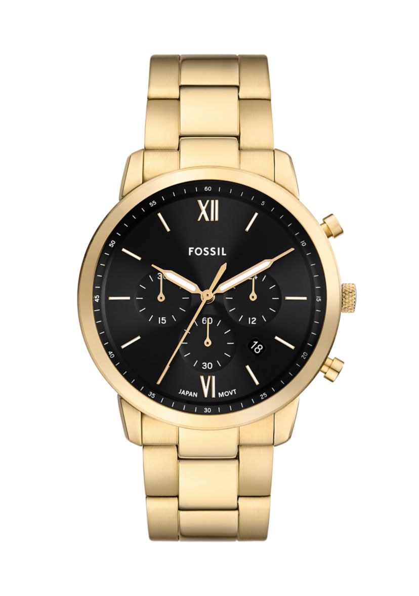 Gold Tone Black Face Watch