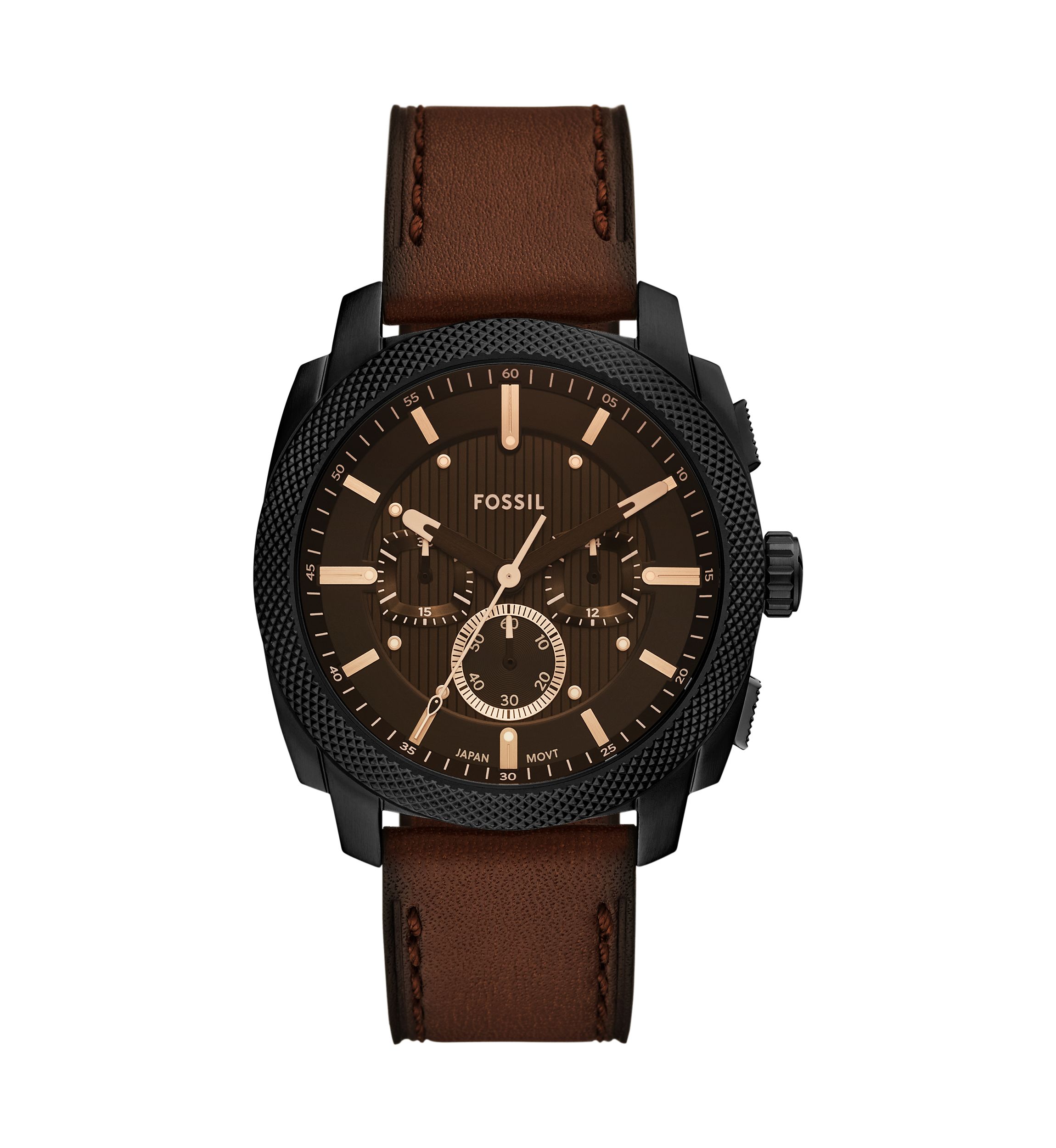 Rose Gold Brown Leather Strap Watch