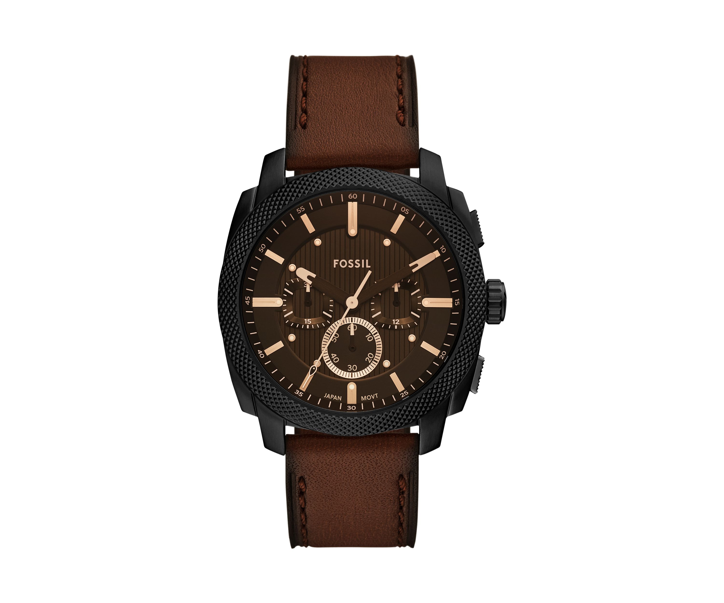 Rose Gold Brown Leather Strap Watch