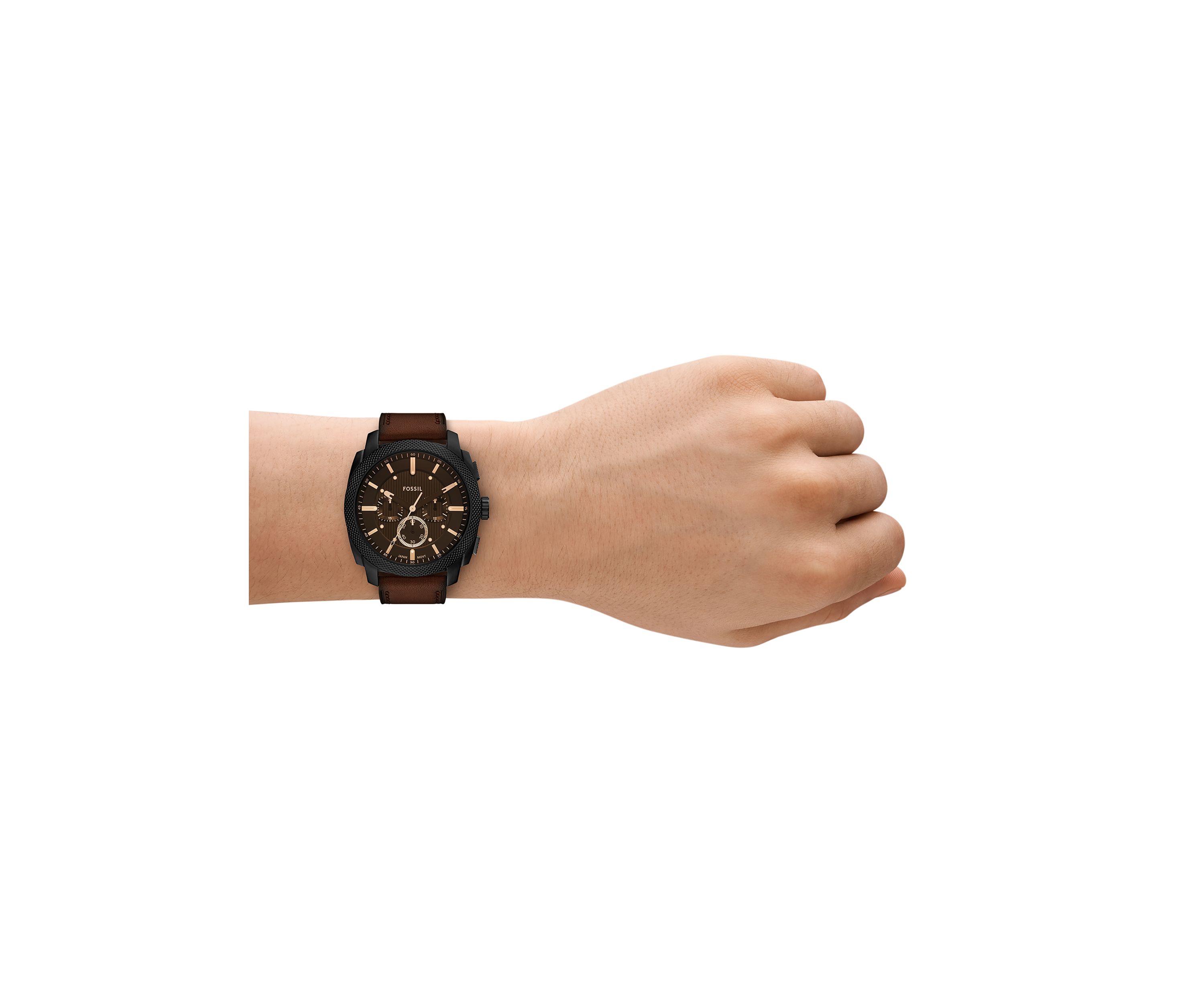 Rose Gold Brown Leather Strap Watch