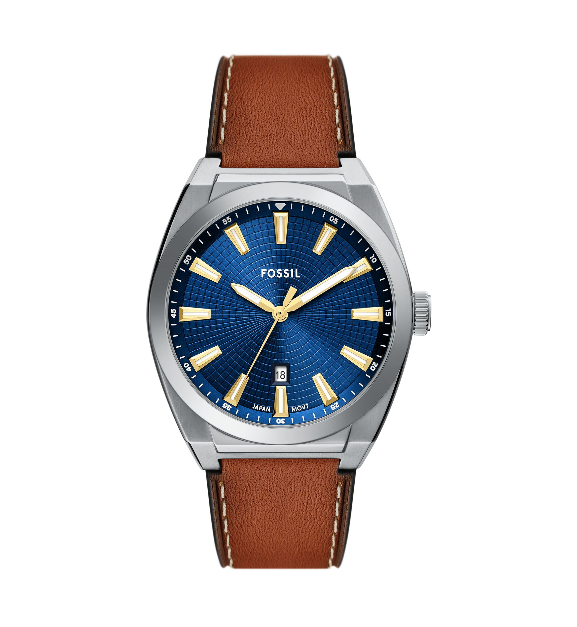 Everett Three Hand Brown Leather Watch