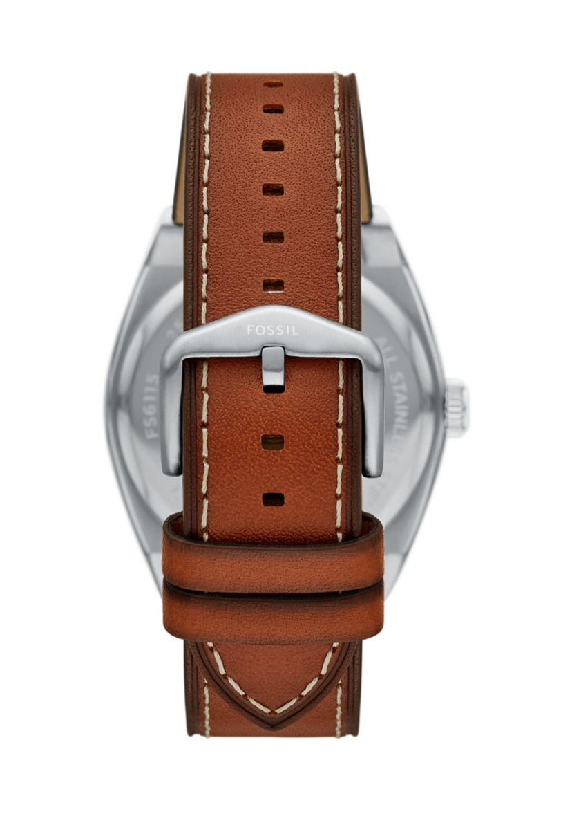Everett Three Hand Brown Leather Watch