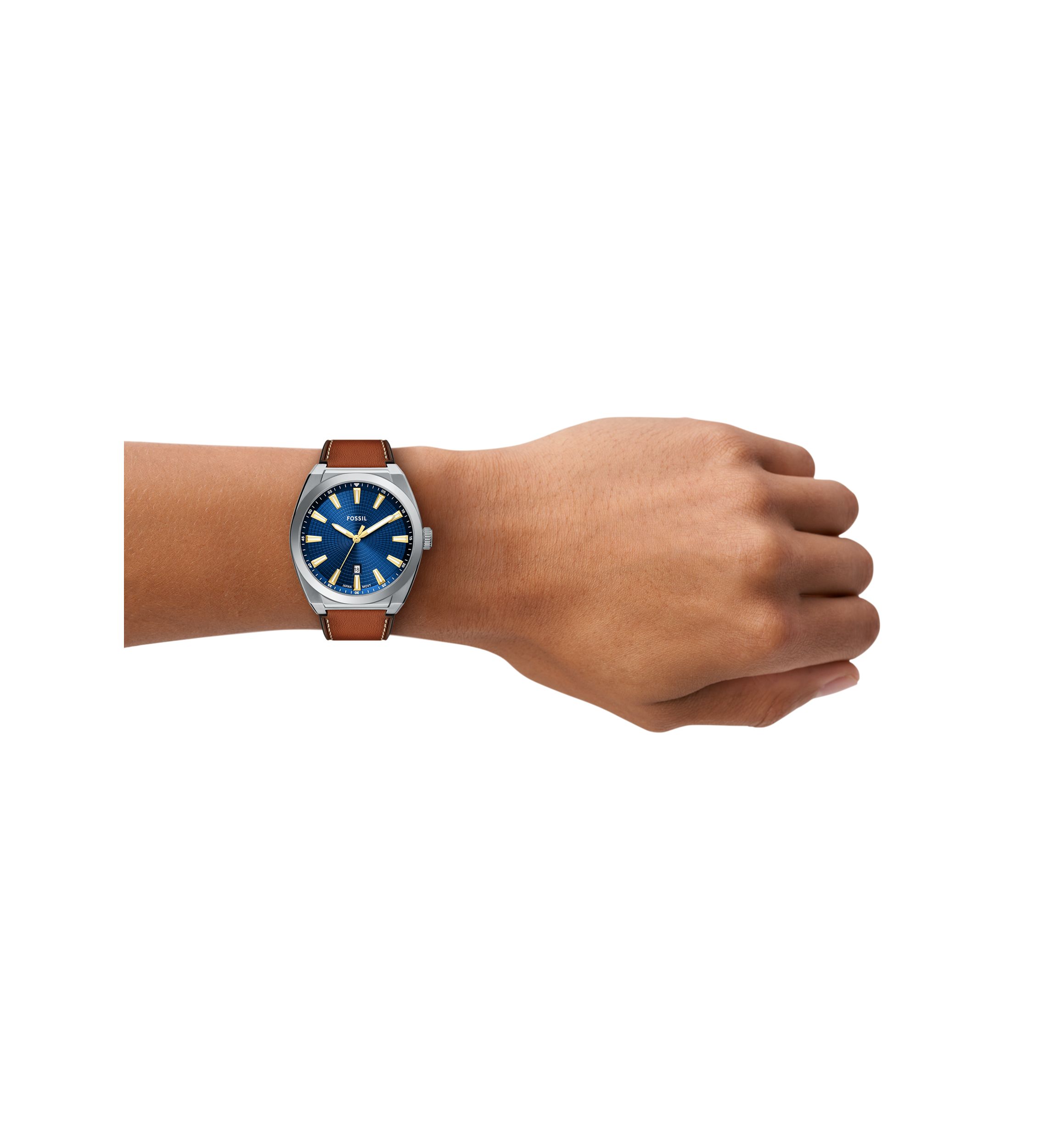 Everett Three Hand Brown Leather Watch