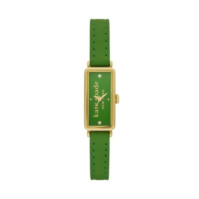 kate spade new york rosedale three-hand green leather watch -  0796483606920