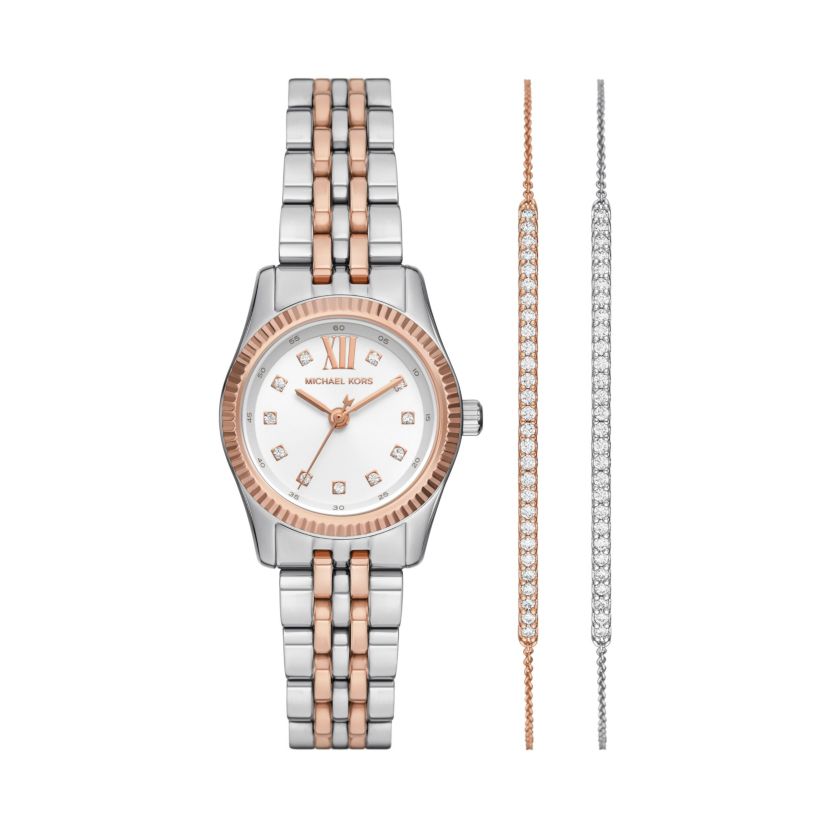 Lexington Three-Hand Two-Tone Stainless Steel Watch and Bracelets Gift Set
