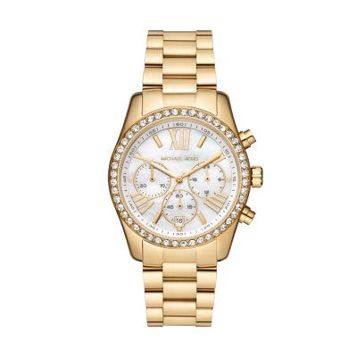 Michael Kors Lexington Lux Chronograph Gold-Tone Stainless Steel Watch -  0796483571822