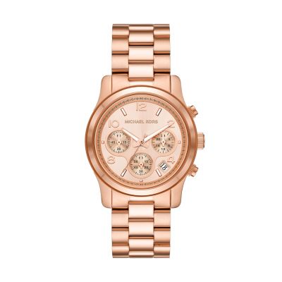 Michael Kors Runway Chronograph Rose Gold-Tone Stainless Steel Watch, Gold -  0796483596788