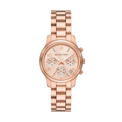 Michael Kors Runway Chronograph Rose Gold-Tone Stainless Steel Watch, Gold -  0796483598843