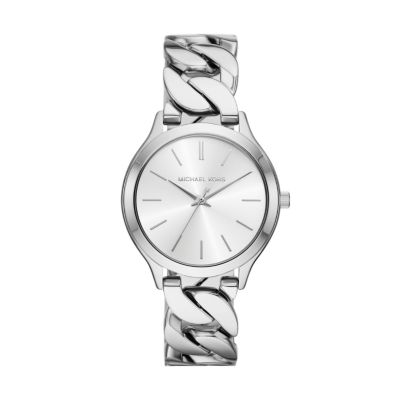 Michael Kors Runway Three-Hand Stainless Steel Watch, Silver -  0796483644748