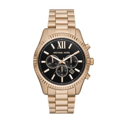 Michael Kors Men's Lexington Chronograph Beige Gold-Tone Stainless Steel Watch -  0796483644281