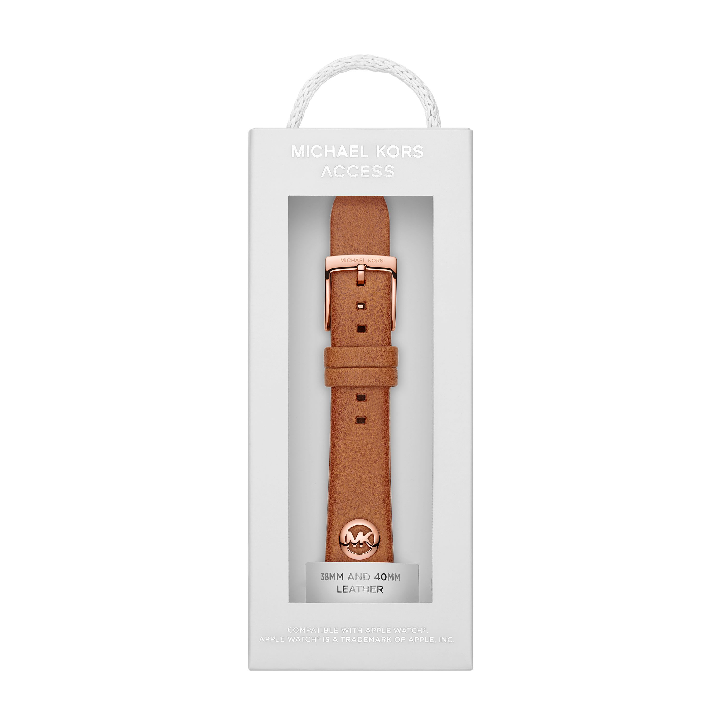 Logo Charm Luggage Leather 38mm/40mm/41mm Band for Apple Watch®