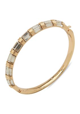 Anne Klein Gold Tone Oval Hinge Crystal Bangle Bracelet