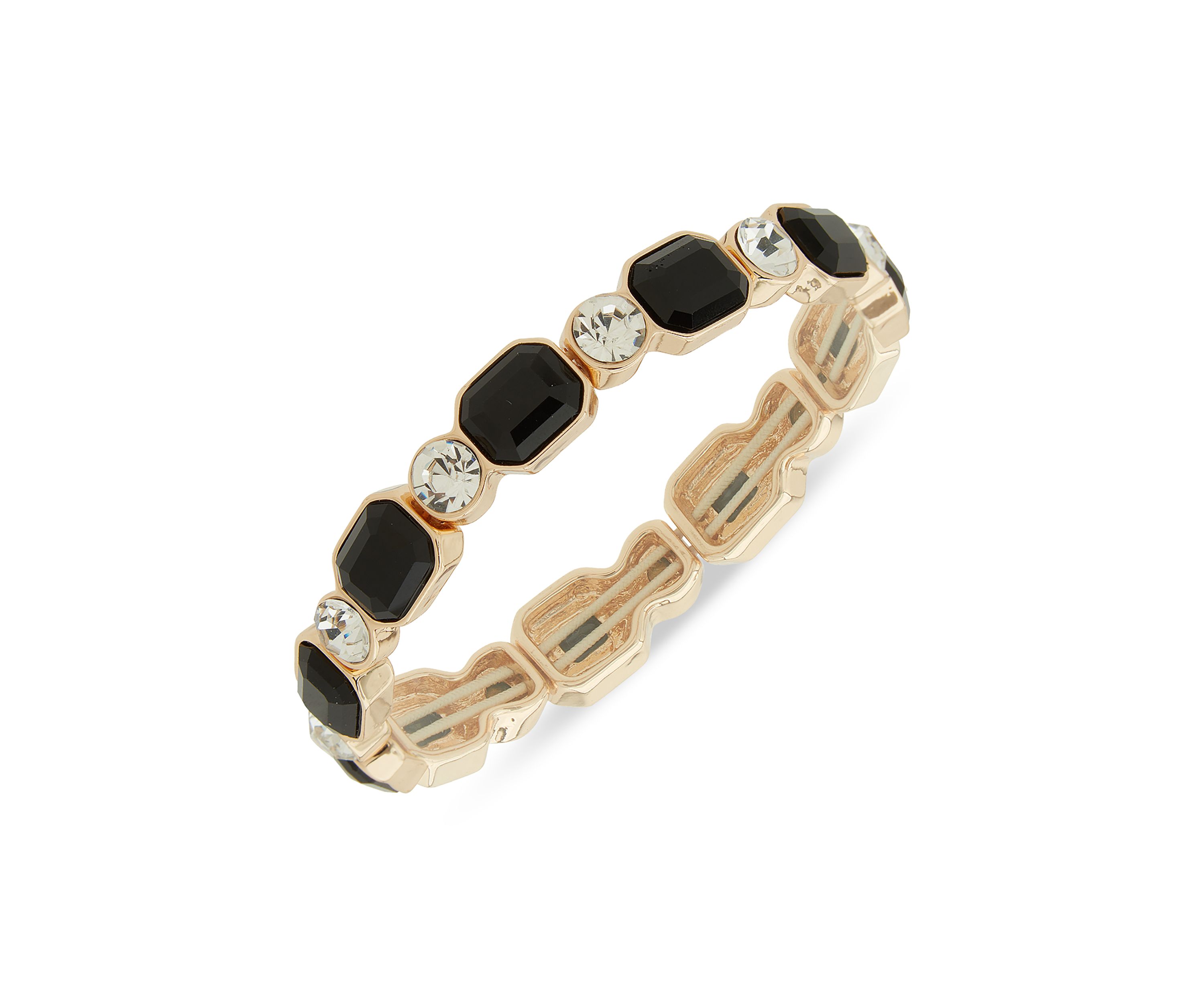 Gold Tone Jet Crystal Stretch Bracelet