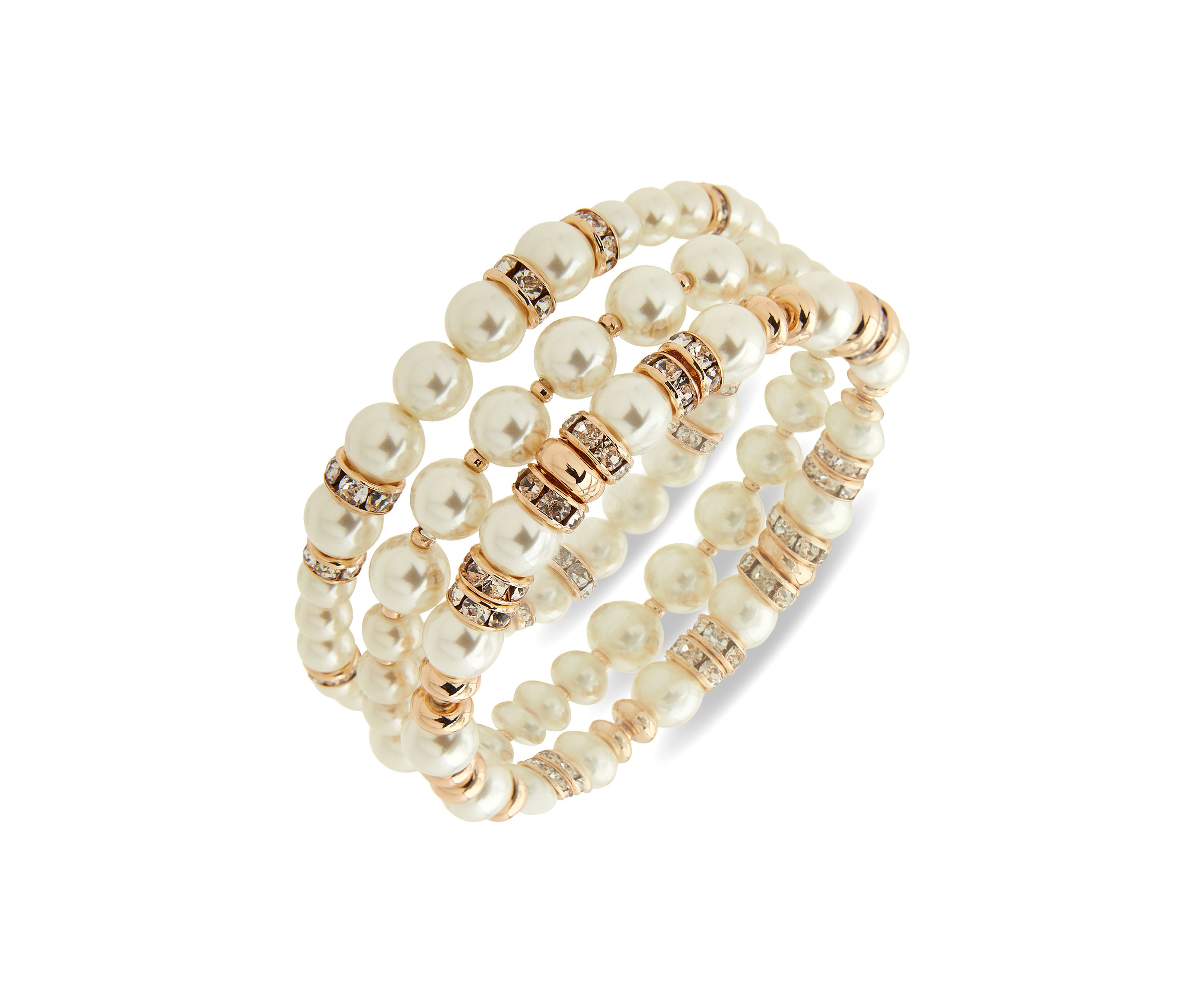 Gold Tone Rondelle Stretch Bracelet Set