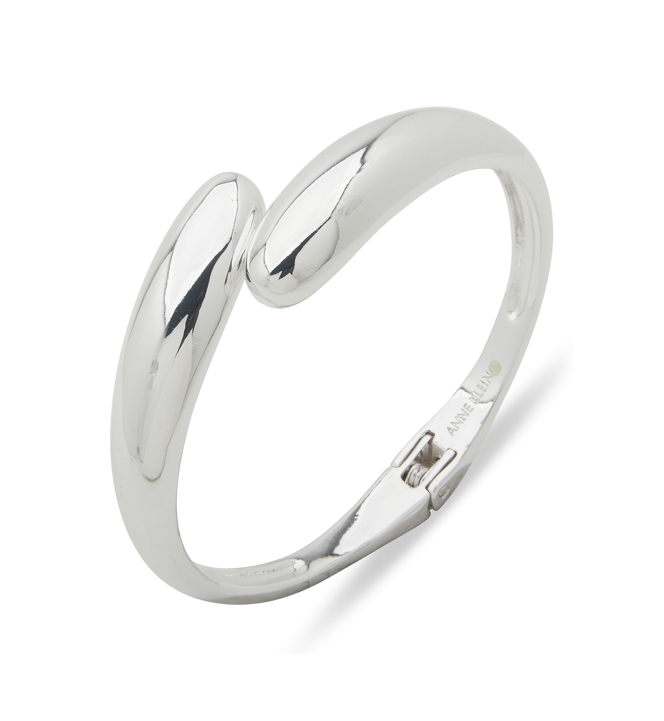 Silver Tone Open Spring Hinge Bangle Bracelet