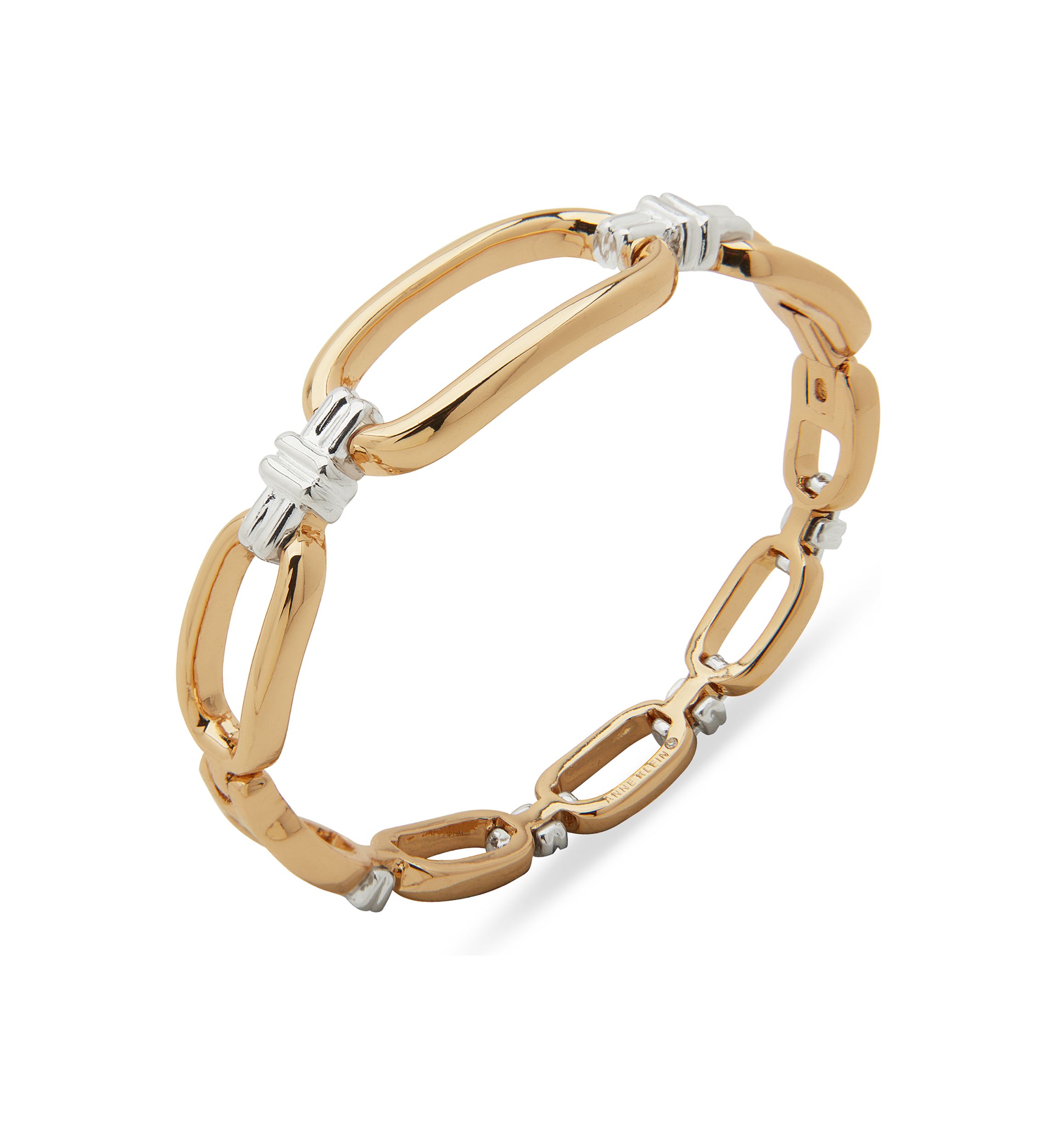 Two Tone Link Open Hinge Bangle Bracelet 